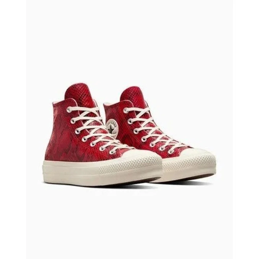 Converse Chuck Taylor All Star Lift Hi Womens Size 7 Red Snakeskin Platform NEW - Picture 9 of 11